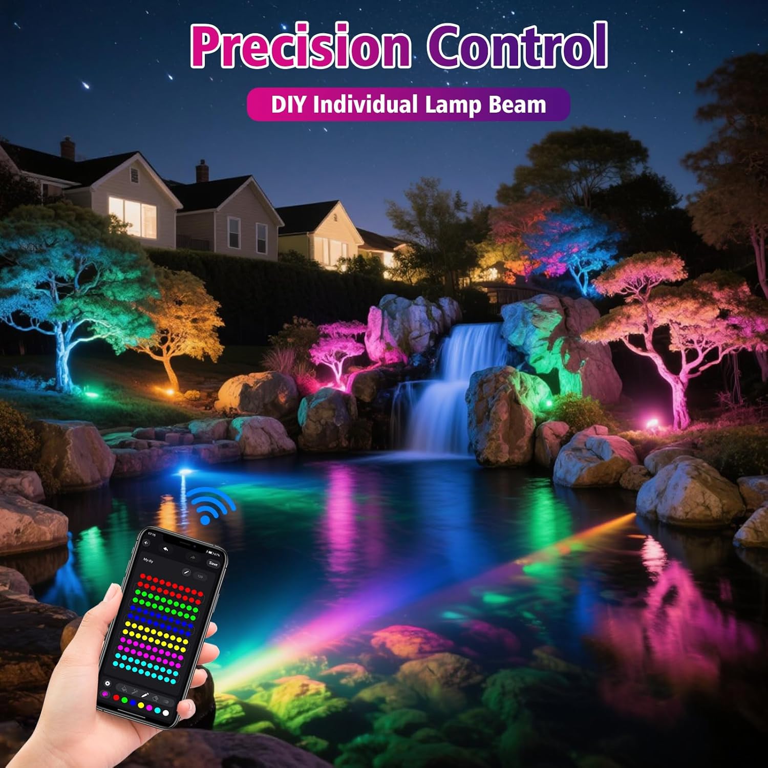 T-SUN Color Changing Pond Lights LED Underwater Fountain Lights with Bluetooth APP Control, IP68 Waterproof Submersible Spotlight for Aquariums, Fish Tanks, Pools, Garden and Yard Ponds (Set of 6)