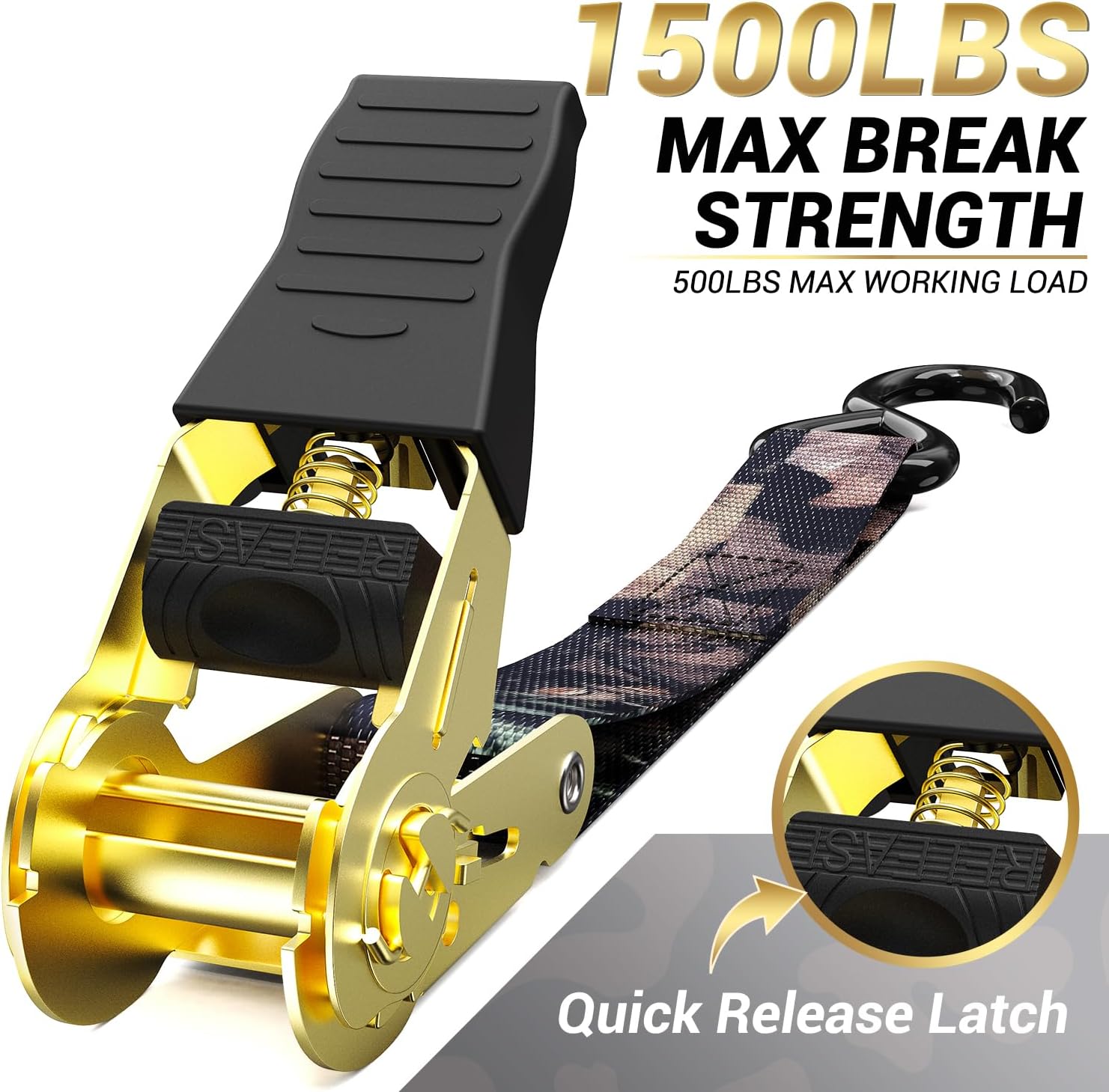 Ratchet Tie Down Strap 8-Pack 15 FT - 500 lbs Load Cap with 1500 lbs Breaking Strength Limit, Ohuhu Ratchet Tie Down Logistic Cargo Straps for Moving Appliances Cargo Motorcycle Lawn Equipment