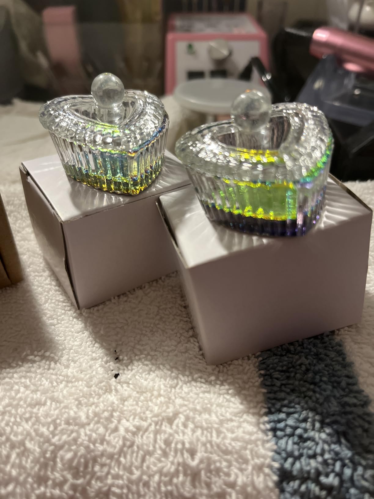 AORAEM 2PCS Nails Tips Art Dappen Dish with Lid Acrylic Liquid Powder Dappen Monomer Dish Glass Crystal Cup Glassware Tools for Professional Use and Home Use