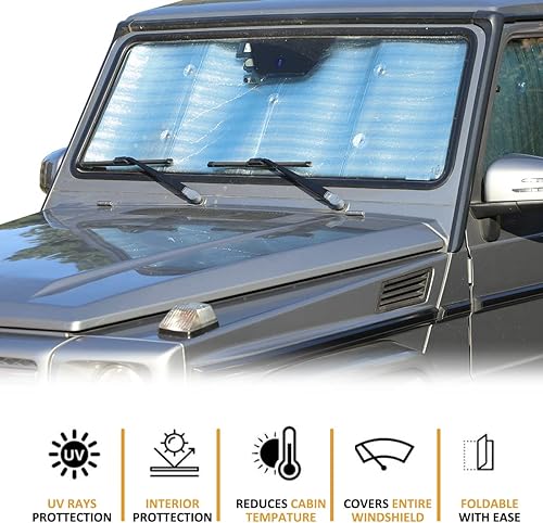 Miniatura 2 de Parasol para parabrisas compatible con Mercedes Benz Clase G AMG Wagon Cross Country SUV W463 G350 G400 G500 G500 G55 G63 G65 G800 2004-2018