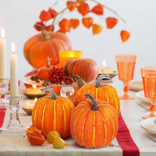 Vista 11 de Liliful 20 calabazas artificiales de espuma de 4.7 x 5.2 pulgadas, calabazas falsas de plástico para decorar decoraciones de simulación de cosecha