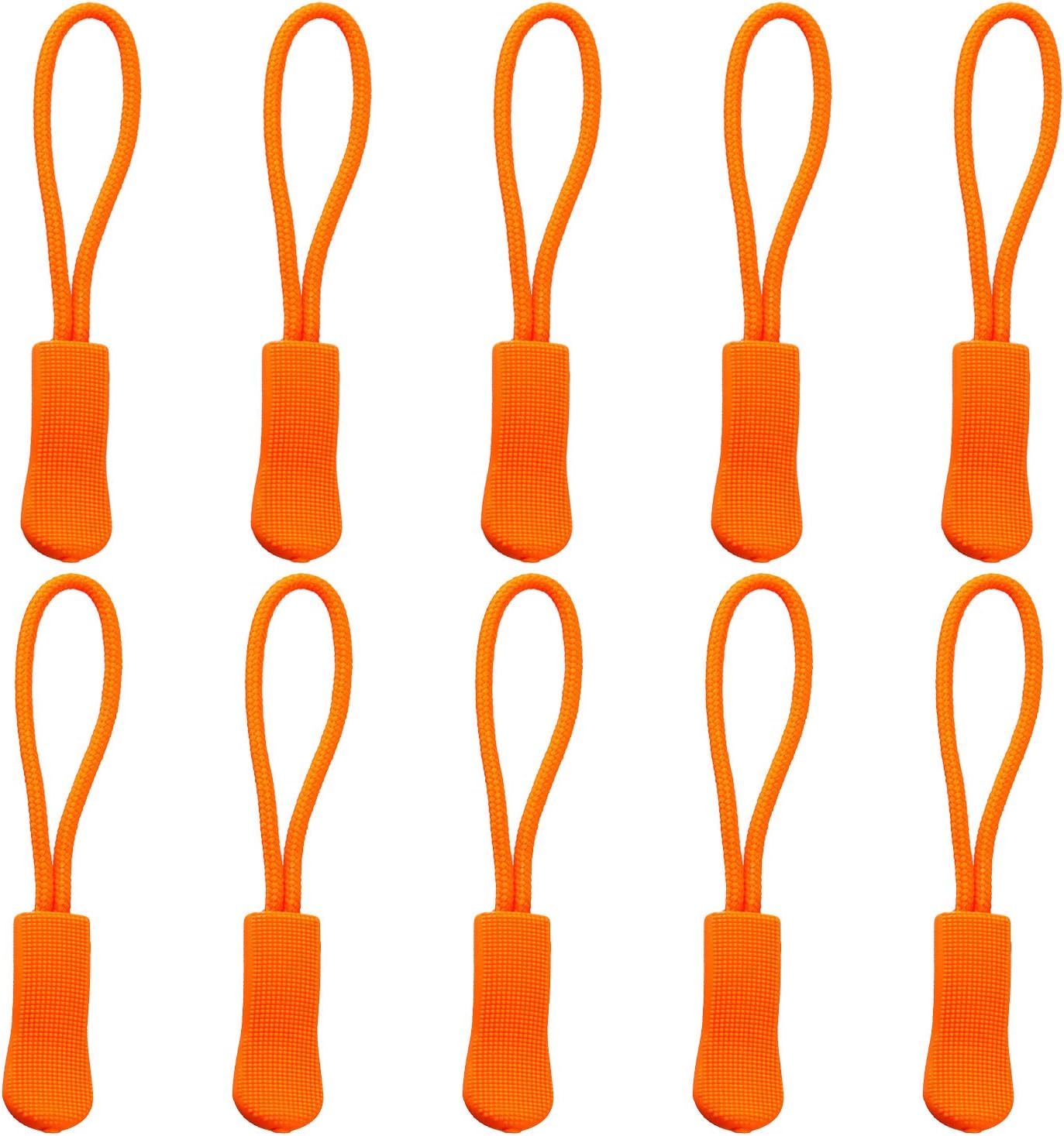 10Pcs Replacement Zipper Pulls Orange Zipper Pull Cord Extender for Backpacks, Jackets, Luggage, Purses, Handbags