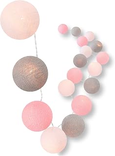 CREATIVECOTTON LED Lichterkette mit Cotton Balls inkl. Timer und Dimmer (20 Kugeln, Home Sweet Home)
