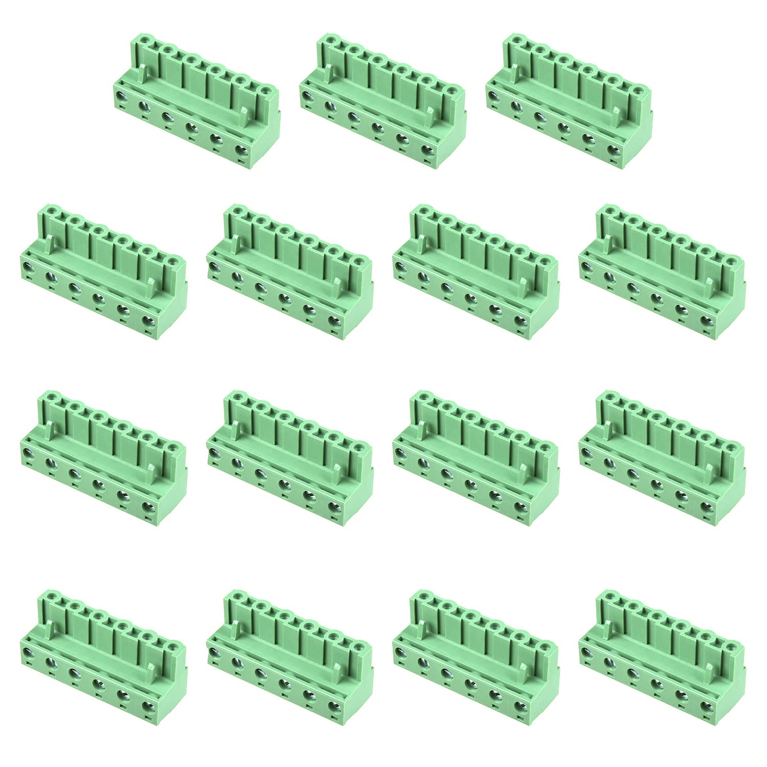 Heyiarbeit 15Pcs 6Pin 7.62mm Pitch 300V 15A PCB Mount Screw Terminal Block Connector Green 2EDGK-7.62