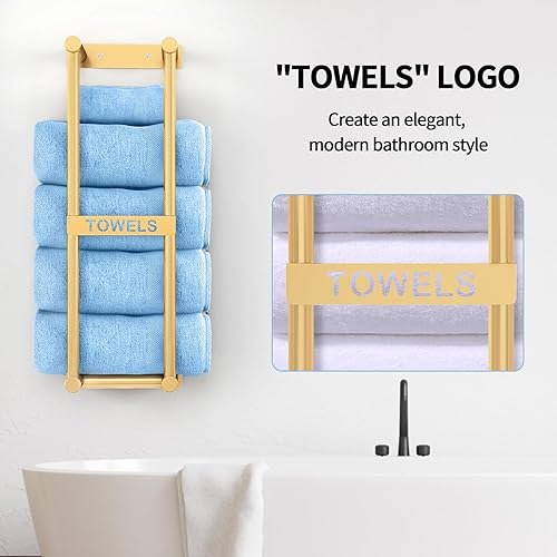 Vista 48 de Toallero de pared para toallas enrolladas, almacenamiento de toallas para baño pequeño, puede contener 6 toallas grandes, toalleros de 30 pulgadas