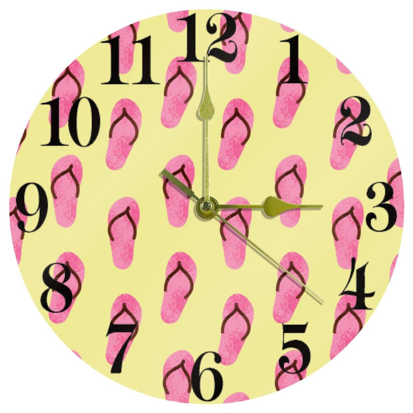 Horloge murale silencieuse à piles forme tongs pour décoration maison