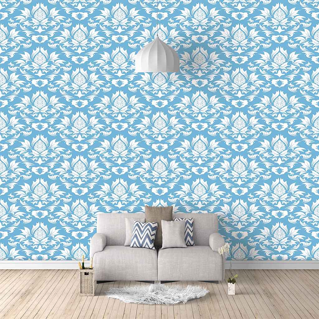 Papier peint canvas 3D bleu abstrait avec impression d'art HD haut de gamme