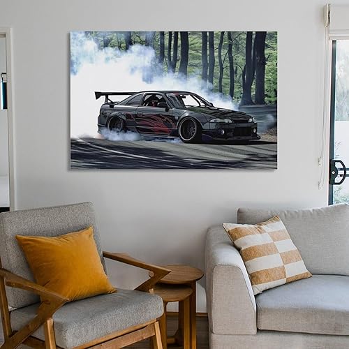 Miniatura 6 de FeoYoed Pósteres artísticos para pared, Jdm Car S14 Drifting Mountain Road Humo, impresiones de decoración estética moderna para dormitorio, sala de