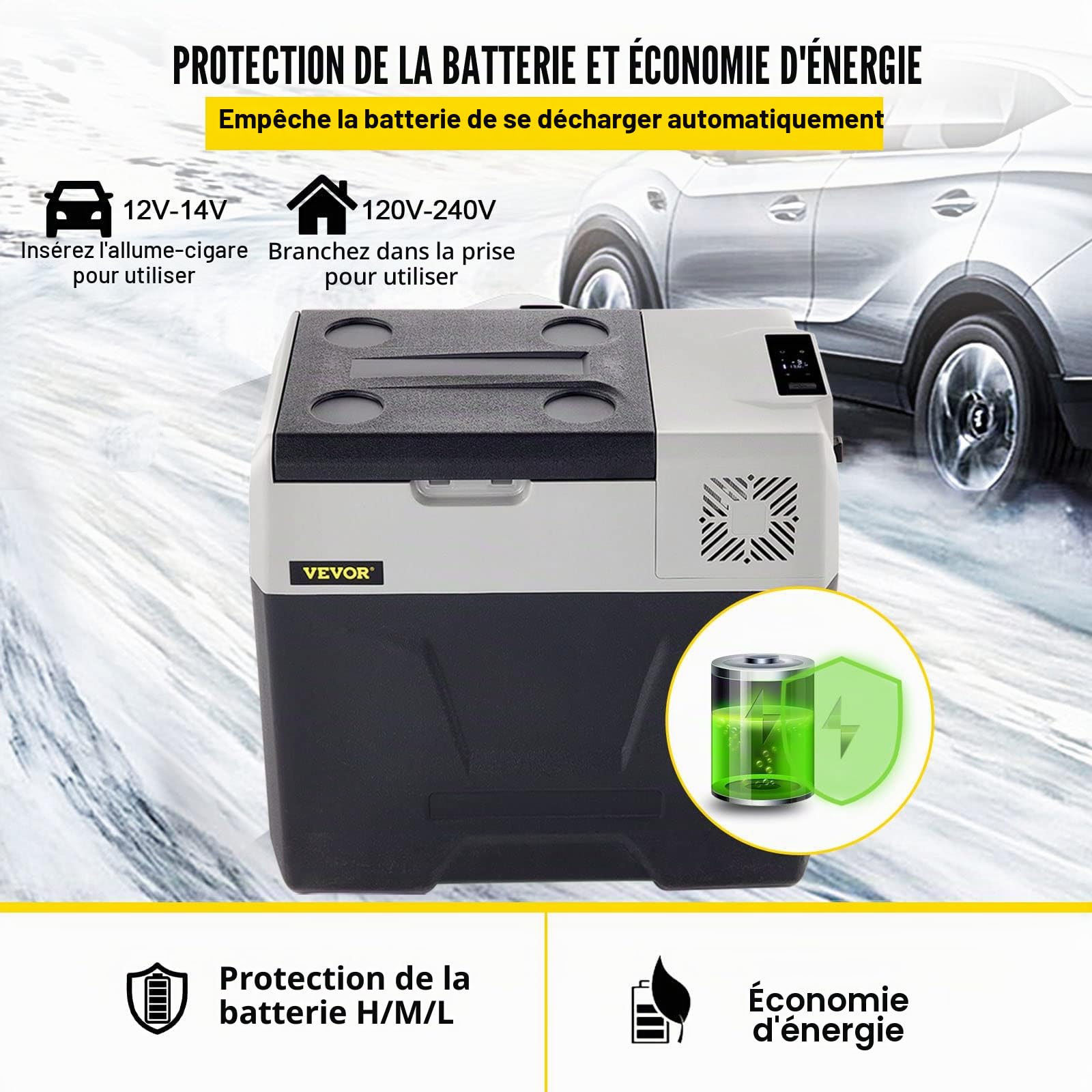 VEVOR Glacière Congélateur Voiture 50 L Portable Mini Frigo Silencieux 220V avec Panneau Numérique -20 à 20℃ pour Maison, Voiture et Camping