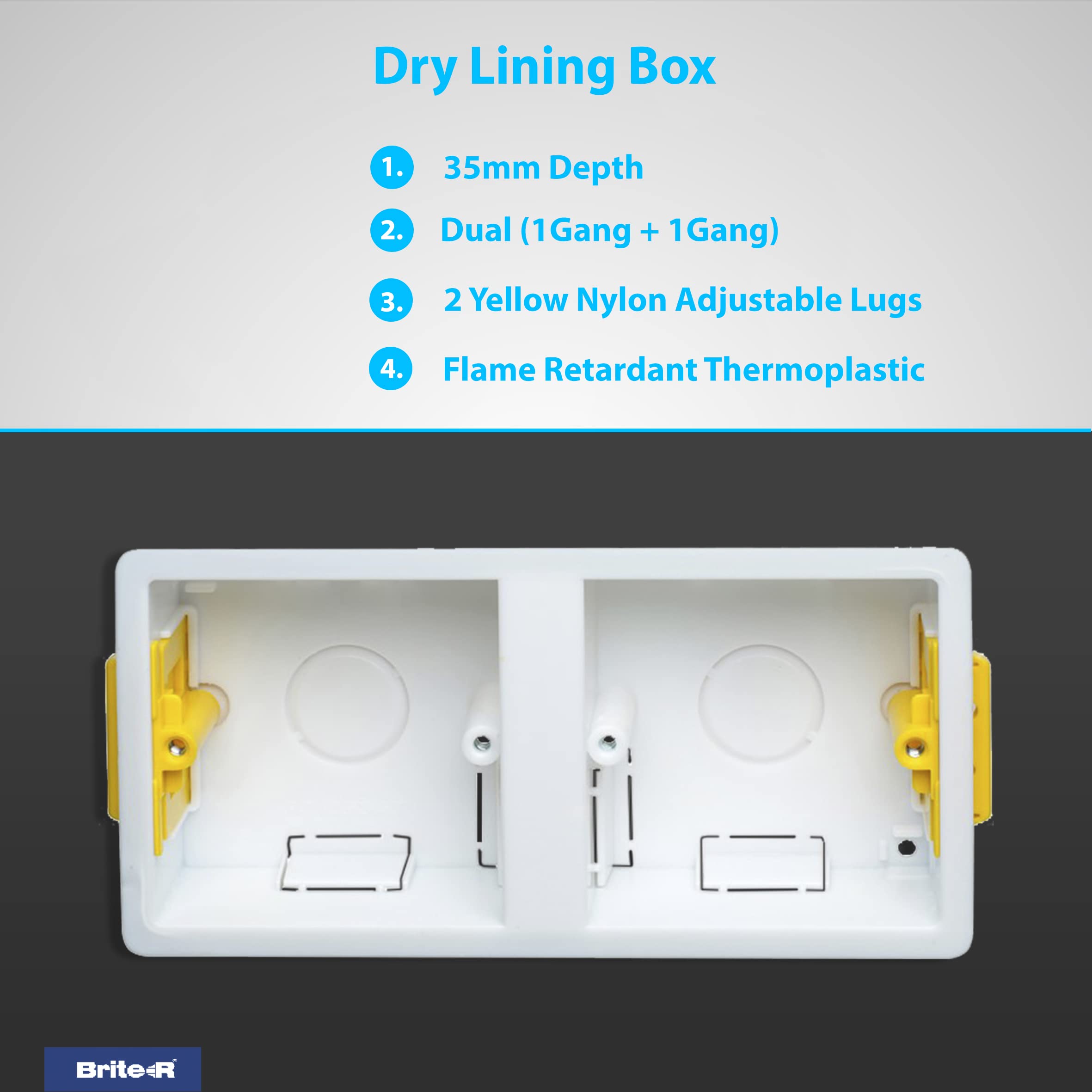 Appleby Plastic Double Dry Lining Plasterboard Wall Box 35mm (Color May