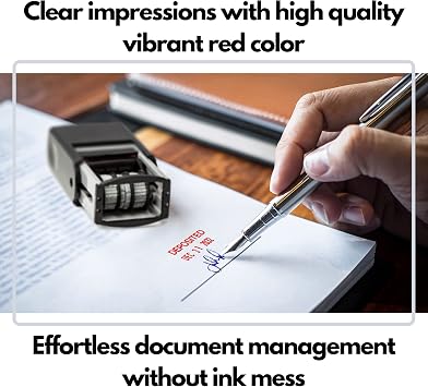 Self Inking Rubber Stamp, Phrase with Date Stamp, Refillable Office Supply Business Stamps (Deposited)