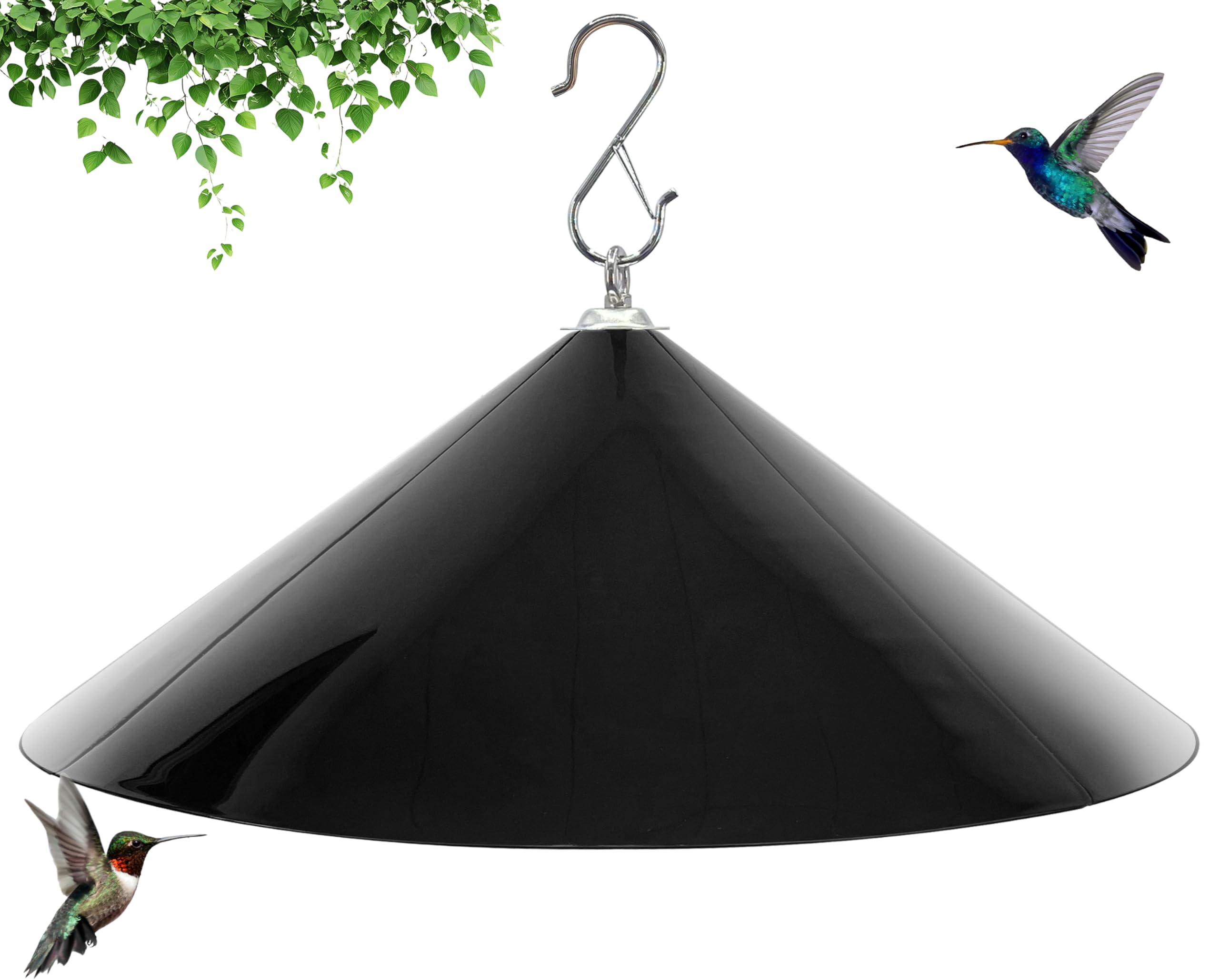 Photo 1 of 19-Inch Wide Rain Cover for Hanging Bird Feeders,Squirrel Baffle for Feeder Pole,Squirrel-Proofs for Outside Shepherd's Hooks?Baffle for Hummingbird Feeder (Black)