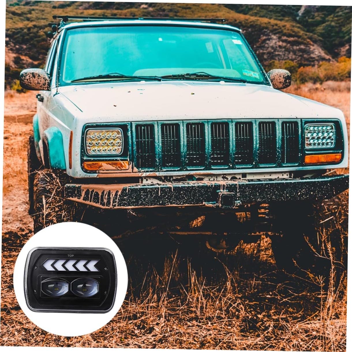 Alipis Faro Delantero LED 5x7 para Suv, Luz de Cruce y Carretera Intermitente Secuencial, Ip67, Aleación de Aluminio