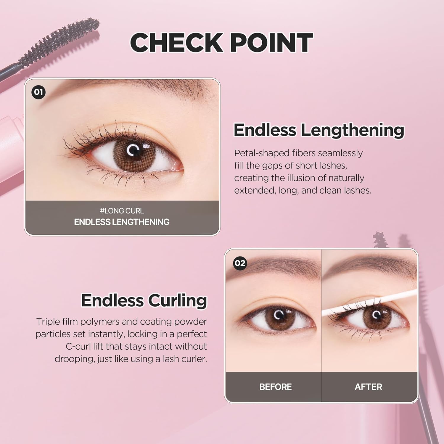 lilybyred Am9 to Pm9 Infinite Mascara | Korean Lengthening & Curling Mascara, Smudge-Proof, Waterproof, Long-Lasting, C-Curl Hold, Clump-Free, Defined Lashes, Dramatic Length, 0.24 oz. (01 Long Curl) - Image 3