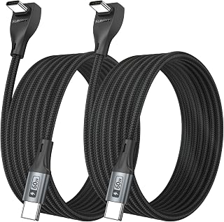 SUNGUY Right Angle USB C Cable 2Pack 10FT, 60W Fast Charging Type C Cord