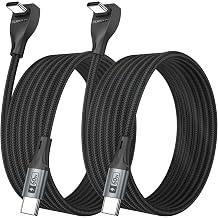USB C Cable Right Angle, [2Pack 10FT] 60W Fast Charging USB C Cable Braided USB Type C Data Cable, 90 Degree C Port Charger Cord for iPhone 17/16/15 Pro Max, Tesla Model Y, MacBook, iPad, Samsung