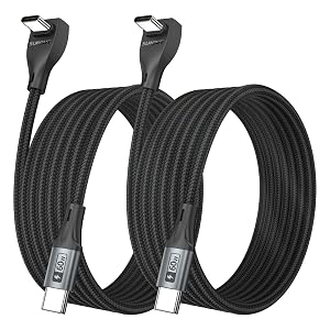 USB C Cable Right Angle, [2Pack 10FT] 60W Fast Charging USB C Cable Braided USB Type C Data Cable, 90 Degree C Port Charger Cord for iPhone 17/16/15 Pro Max, Tesla Model Y, MacBook, iPad, Samsung
