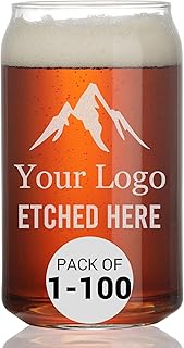 Custom Beer Can with Engraved Logo & Text - 16oz Personalized Etched Beer Glass, Promotional Bulk Option, Fun Gifts for Men, Dad, Birthday, Wedding, Father's Day, Business, Regalos Personalizados
