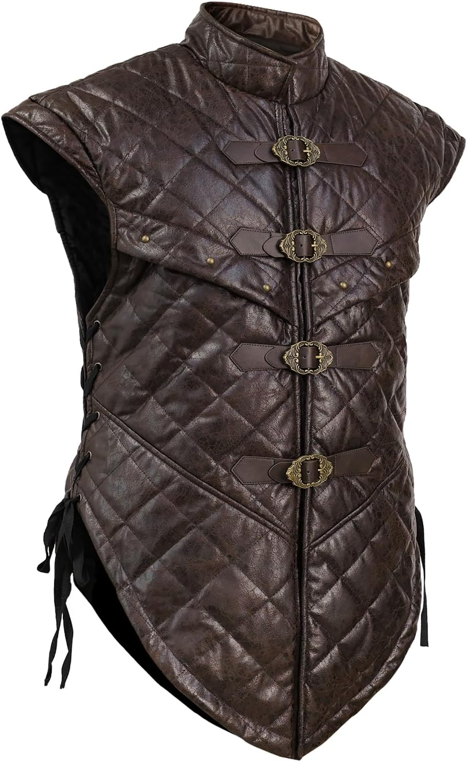 HiiFeuer Medieval Suede Sleeveless Vest, Adjustable Buckle Renaissance Costume Tunic, Pirate Cosplay Knight Body Armor - Image 2