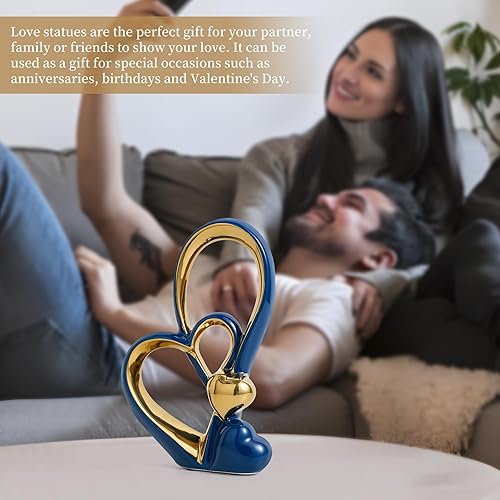 Miniatura 5 de FJS Estatua de corazón para decoración de sala de estar, escultura moderna de cerámica, estatua de amor, decoración del hogar para sala de estar,