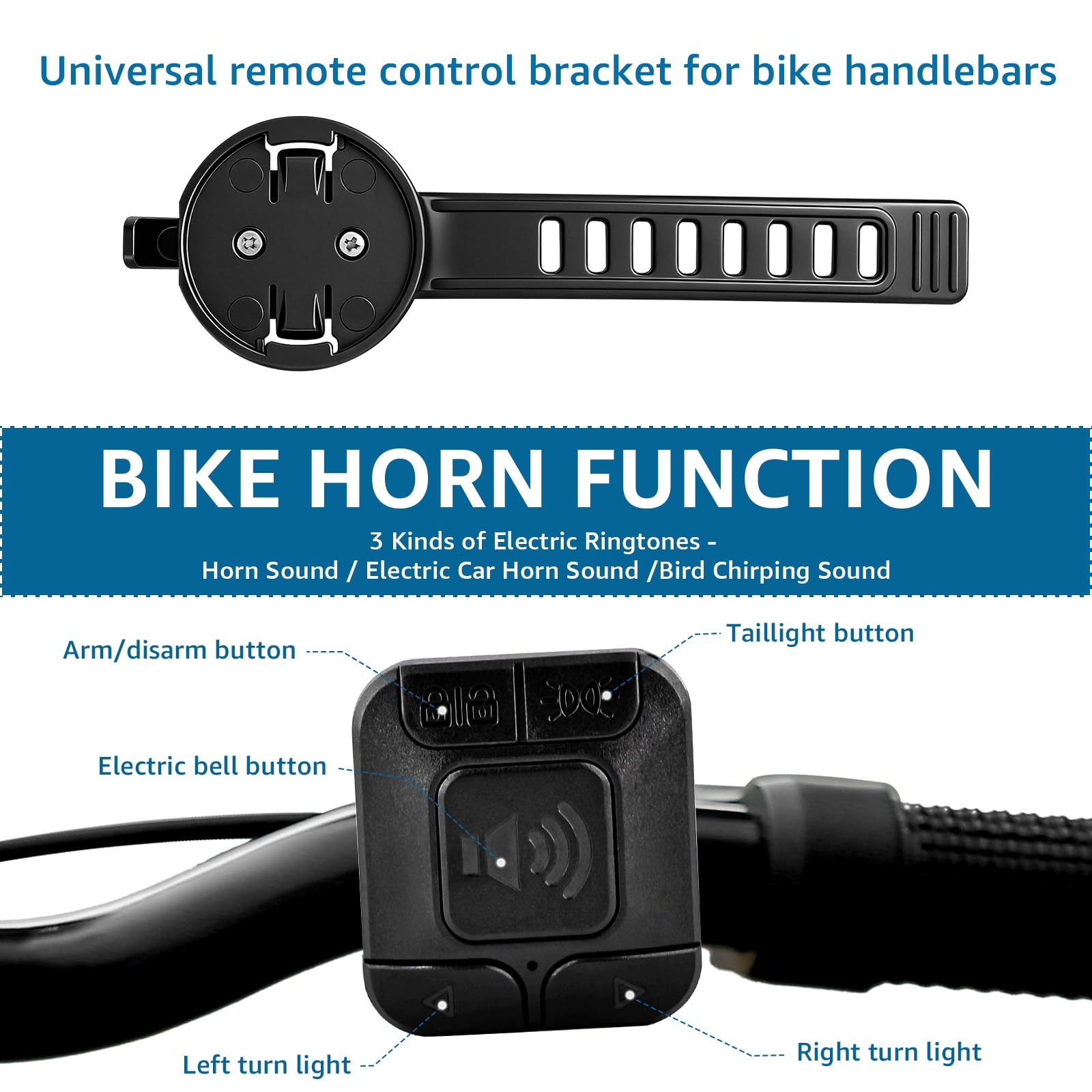 USUPERINK Luz trasera para bicicleta con intermitentes y luz de freno, control remoto inalámbrico, luz trasera de bicicleta recargable por USB, luz de advertencia de seguridad con función antirrobo