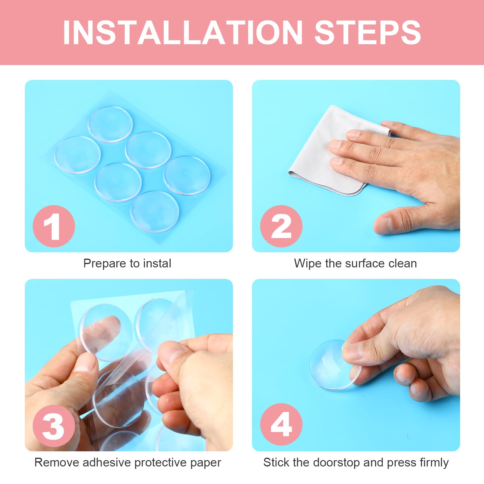 6 Pièces Tampon En Caoutchouc Autocollant, Arret De Porte