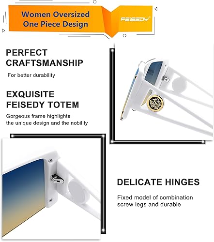 Miniatura 5 de FEISEDY Gafas de sol para mujer, de gran tamaño, cuadradas, con parte superior plana, para hombre, B4060