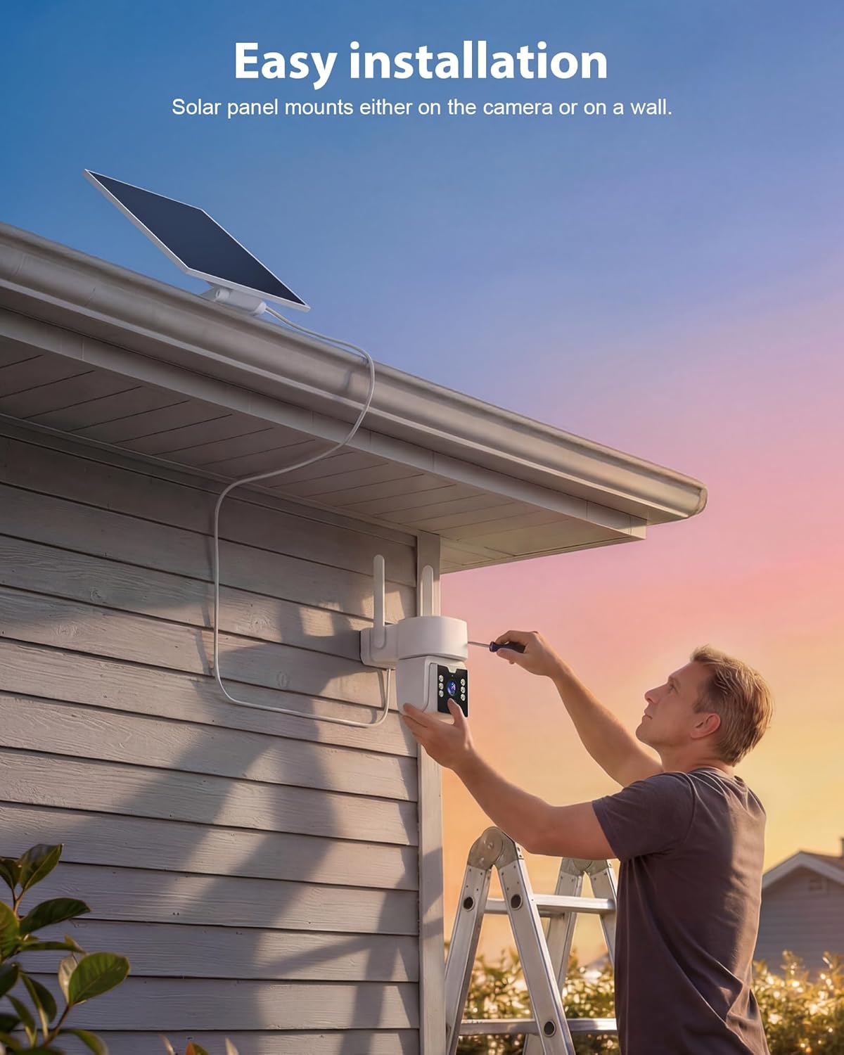 2PCK Wireless Outdoor Security Camera - 5G & 2.4G Wi-Fi Outdoor Camera, 2K Pan/Tilt 360° View, Solar/Battery Powered, PIR Human Detection, Color Night Vision,IP65/ Easy to Install