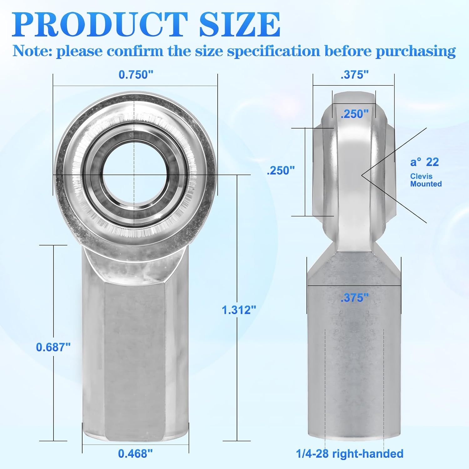 1/4 x 1/4-28 Rod End Bearing Heim Joints Right Hand Female Thread Heim Joint,RH 1/4"- 28 Thread x 1/4" Bore Stainless Female Rod End Bearing with Jam Nuts (1/4-4Pcs)