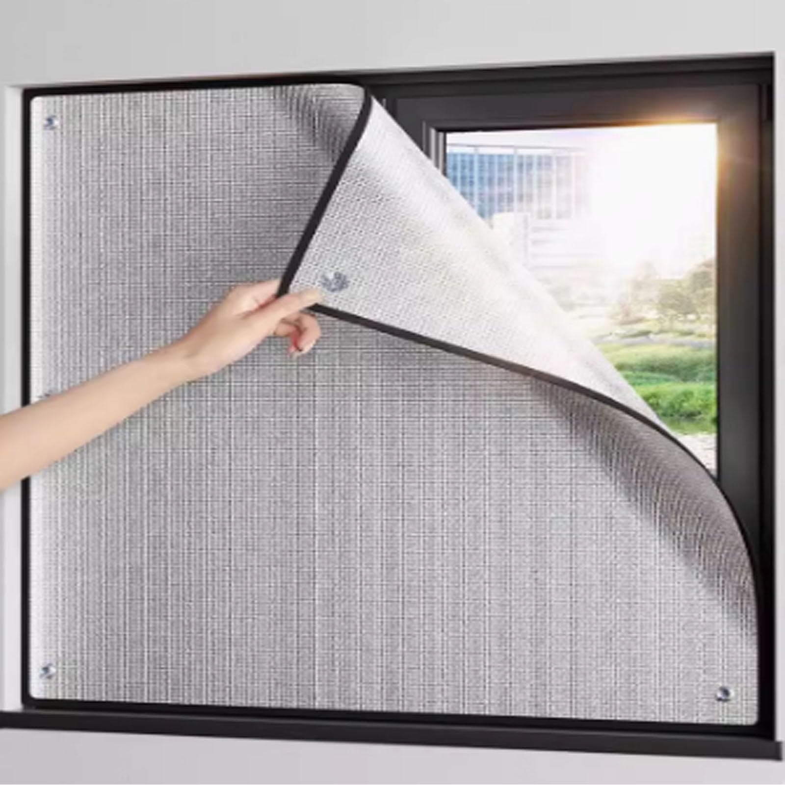 Thermal Insulation Reflective Window Film,UV Block Heat Control Glass Film,7mm Thickness Double Aluminium Insulation Foil,Sun Protection Privacy Film,with Suction Cup (90x90cm/35x35in)