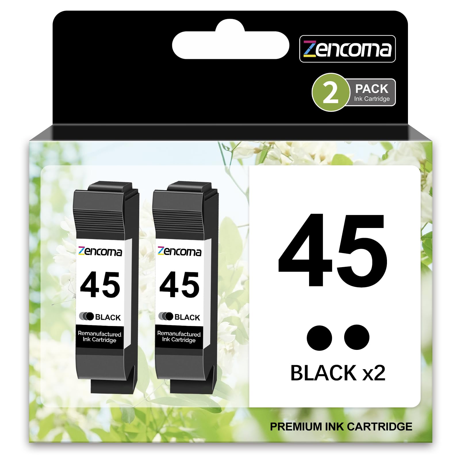 Zencoma Remanufactured for HP 45 Black Ink Cartridge 51645a High-Yield 45 for HP Printer 932c Color Copier 180 Deskjet 820Cse 830 850 870 890 930 950