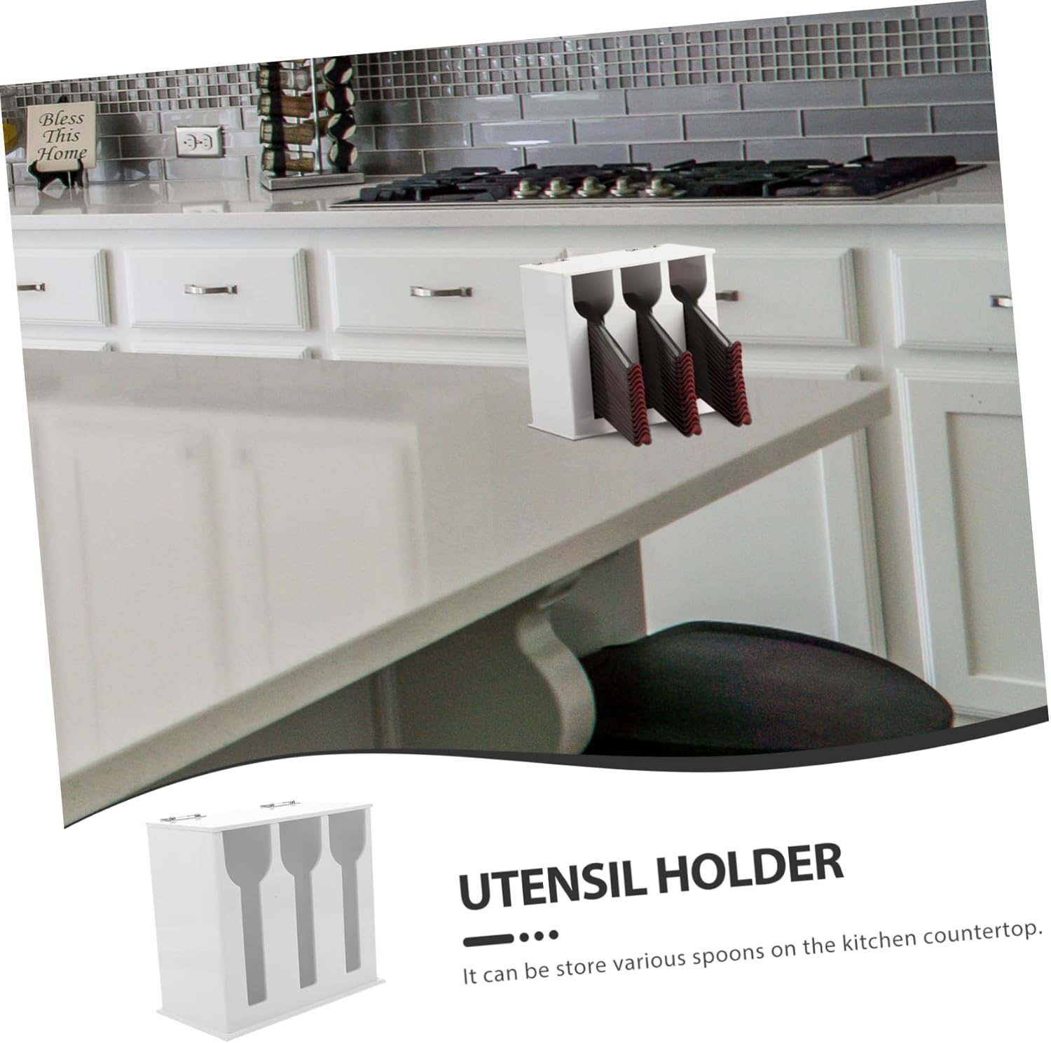Mobestech 4 Compartment Spoon Storage Dishwasher Safe Cutlery Holder Kitchen Utensil Rack for Home Restaurant