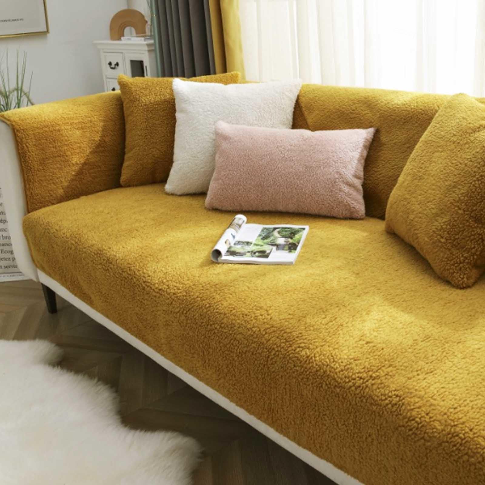 MTHGH Corner Sofa Cover L-shaped Sofa Cover 3-seater and 2-seater Sherpa Sectional Sofa Cover, Warm Anti-slip Sofa Cover Sofa Cover Washable Sectional Sofa.,I-70x120cm