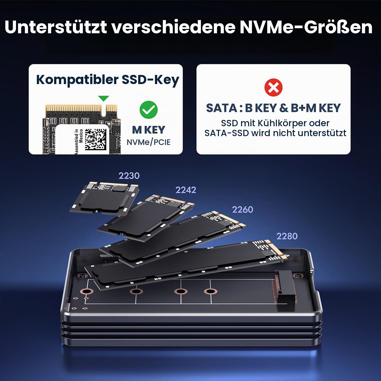 GRAUGEAR Externes SSD Gehäuse für NVMe SSD M.2 [USB 4 Thunderbolt 4] 40Gbps