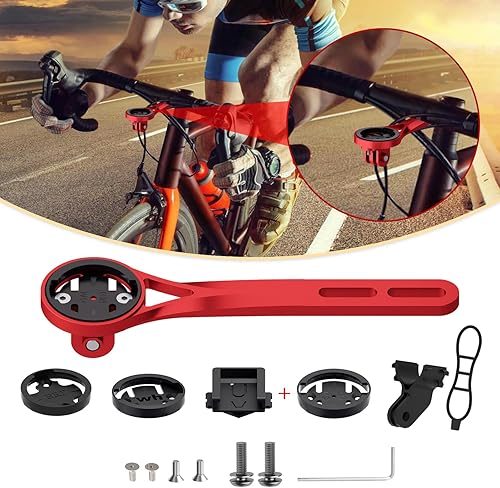 Soporte para computadora de bicicleta, soporte para computadora de ciclismo frontal rojo compatible con Garmin, Wahoo, Bryton, Cateyer, cámara de