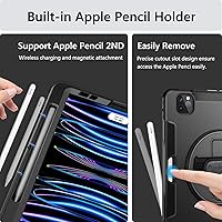 Vista 4 de Miesherk Funda para iPad Pro 11 2022/2021: 4ª generación de grado militar, resistente, soporte giratorio a prueba de golpes + correa de mano/hombro