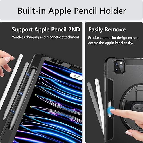Miniatura 4 de Miesherk Funda para iPad Pro de 11 pulgadas 20222021 funda para iPad Pro 11 de 4 generación, soporte giratorio resistente a prueba de golpes +