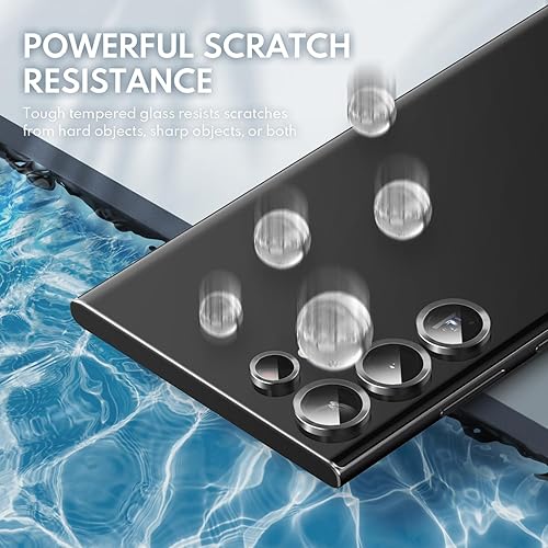 Miniatura 4 de i-Blason Protector de lente de cámara para Samsung Galaxy S23 Ultra, vidrio templado 9H cubierta de cámara de vidrio antiarañazos ultrafina incluye