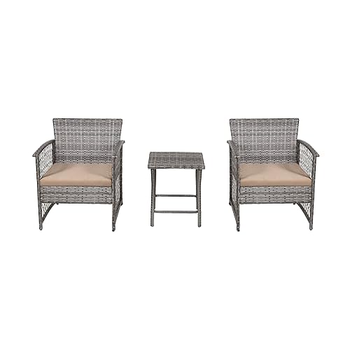 WestinTrends Melvi 3 Piece Wicker Patio Furniture Sets, All Weather