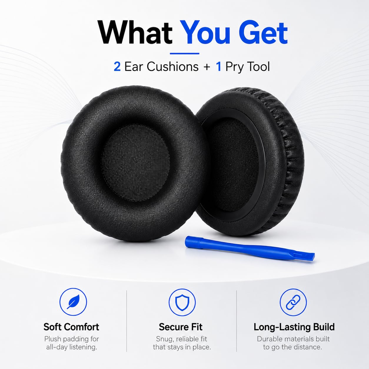 Replacement Ear Cushions for Boat Rockerz 400, 430, 370, 900 and Sony WH-CH500/CH510/CH520 Headphones – 70mm Soft Leatherette Earpads with Memory Padding – Black — Amazon image 6