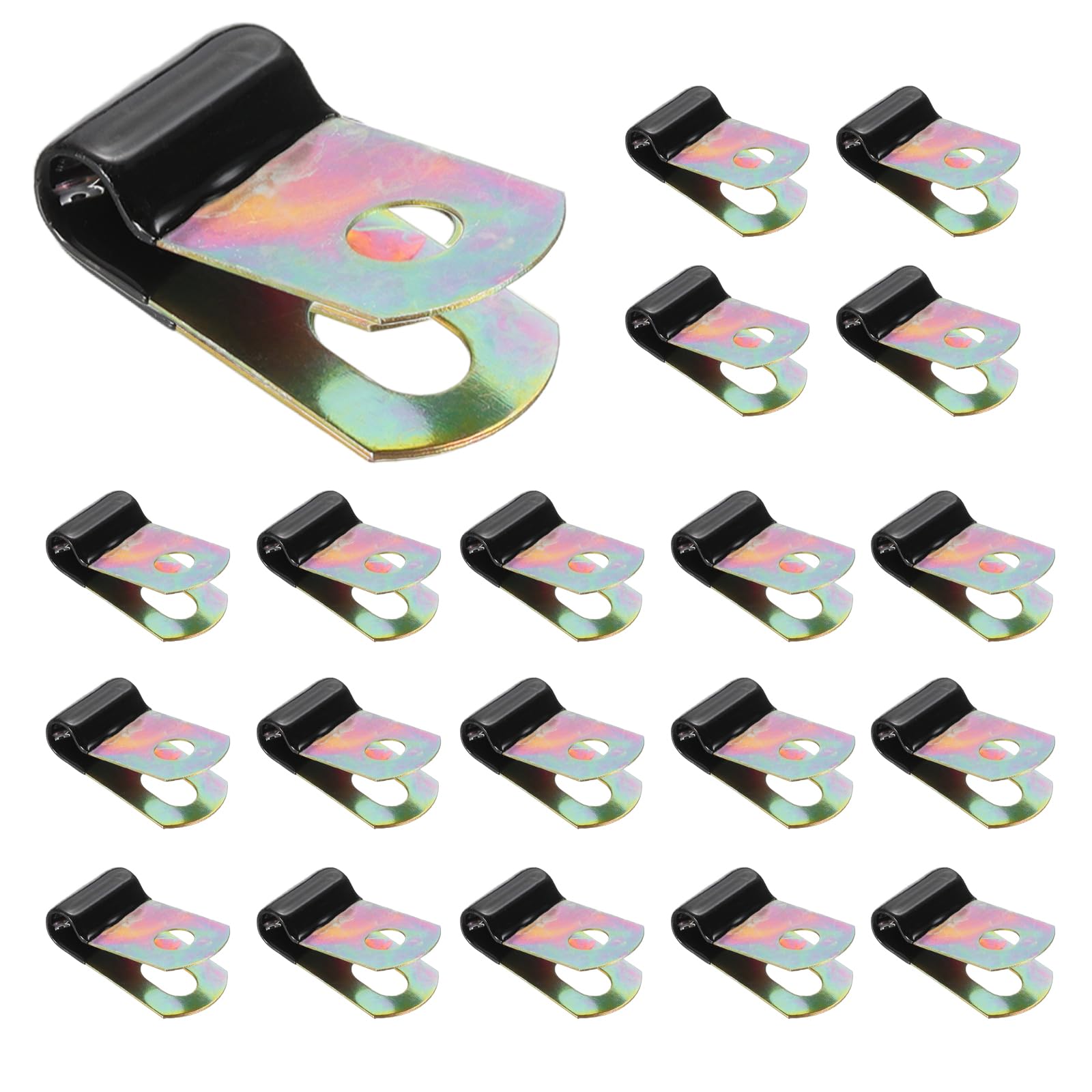 PATIKIL 1/4 Inch Vinyl Coated Cable Clamps, 50 Pack Galvanized Steel Metal Cable Clips Rubber Cushion Insulated Pipe Clamps for Tube Lines Cord Wire