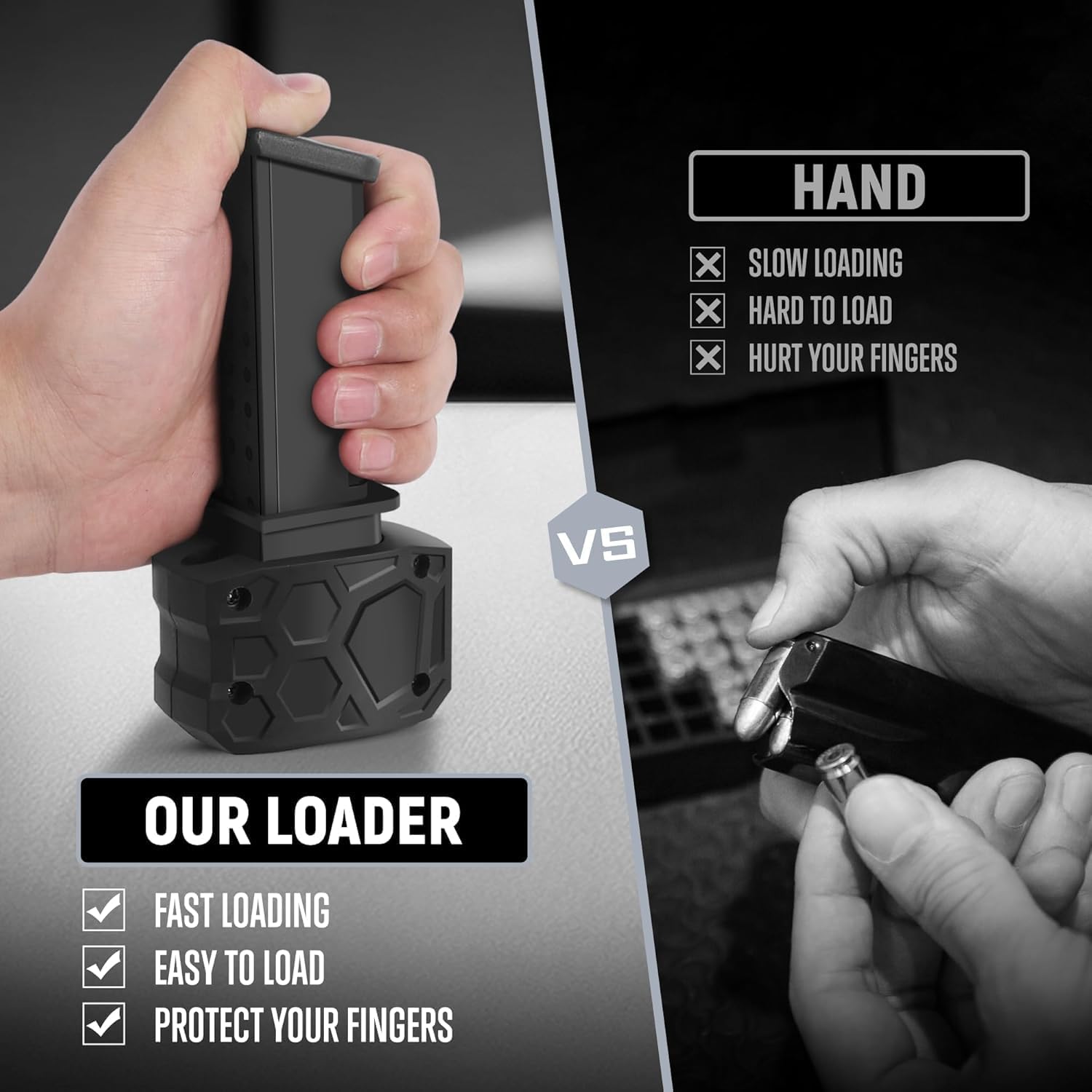 Magazine Speed Loader, Rapid Loader for Glock 9mm/.40sw, Glock 17,18,19,22,23,24,26,27,34,35,45 and 47, with Efficient, Stable and Quick Loading, Great Gift for Fathers or Shooting Buddies(Deep Black)