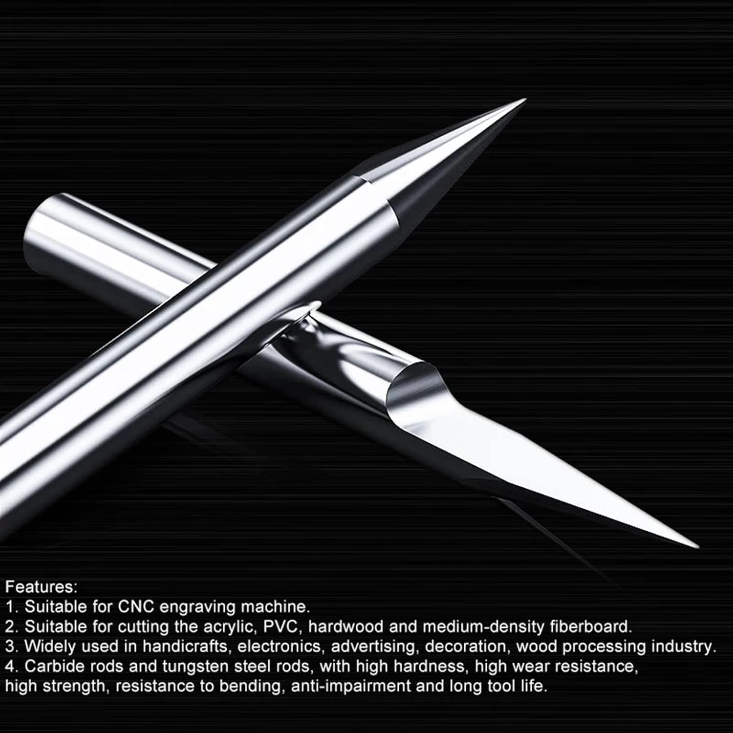 CNC Flat Bottom Carving Tools 4mm Shank Tungsten Carbide V Engraving Router Bit for Wood Acrylic Plastic PVC Milling Cutter 1Pcs(4x0.1x15D)