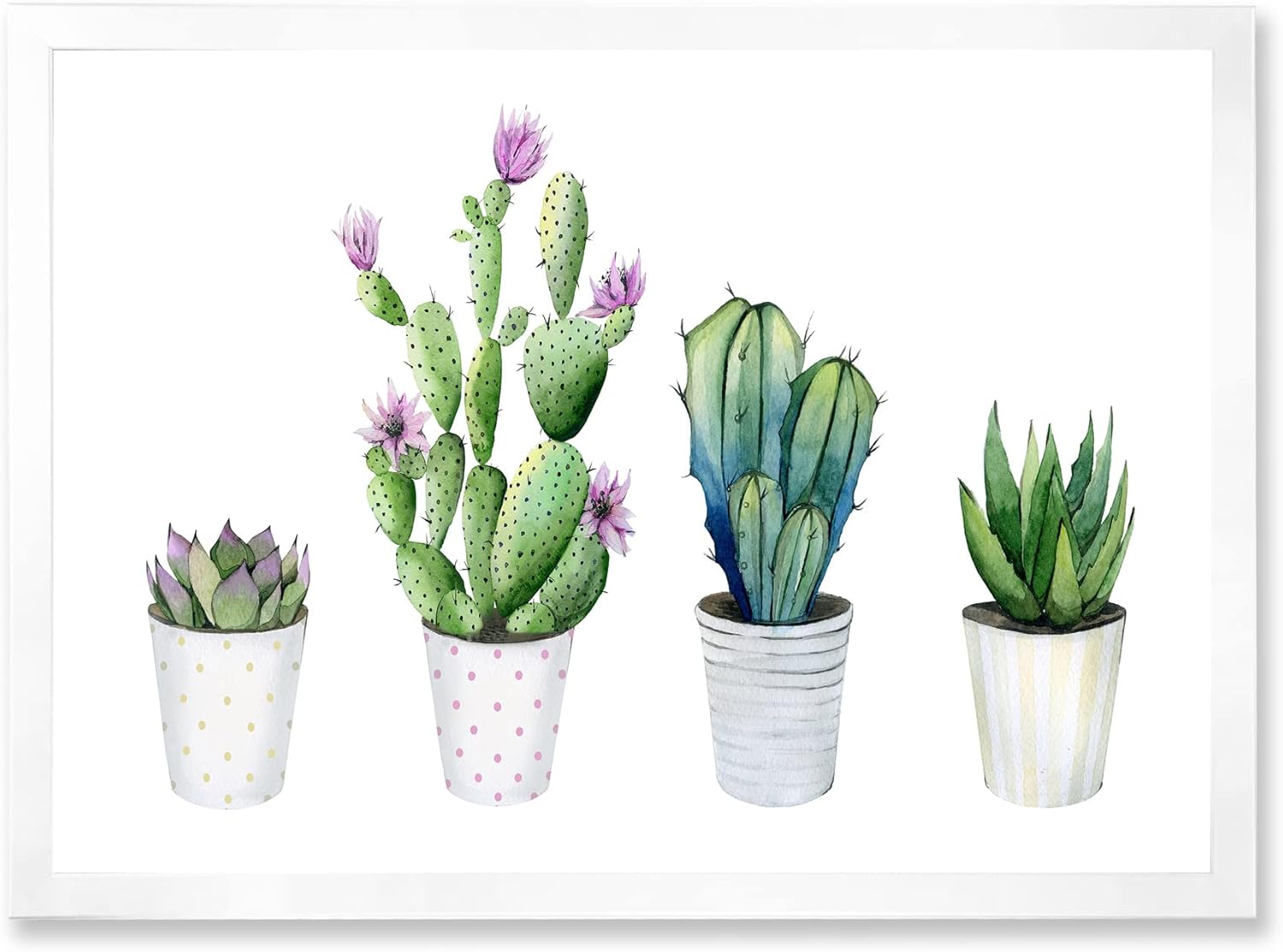 Cactus Succulent Aloe Vera Home Plants In The Pots Farmhouse Framed Wall Art