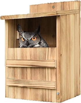 Big Owl House,Screech Owl House,Owl Nesting Box Owl Bird House,Barn Owl Box Owl Boxes for Outside with Mounting Screws, Instructions,Video Teaching,