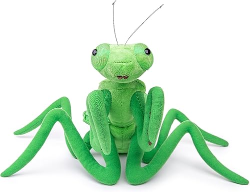 Miniatura 3 de Peluche grande de Mantis verde  Animales de peluche realistas de 15 pulgadas, suaves y realistas con alas grandes de insectos, juguete de peluche de
