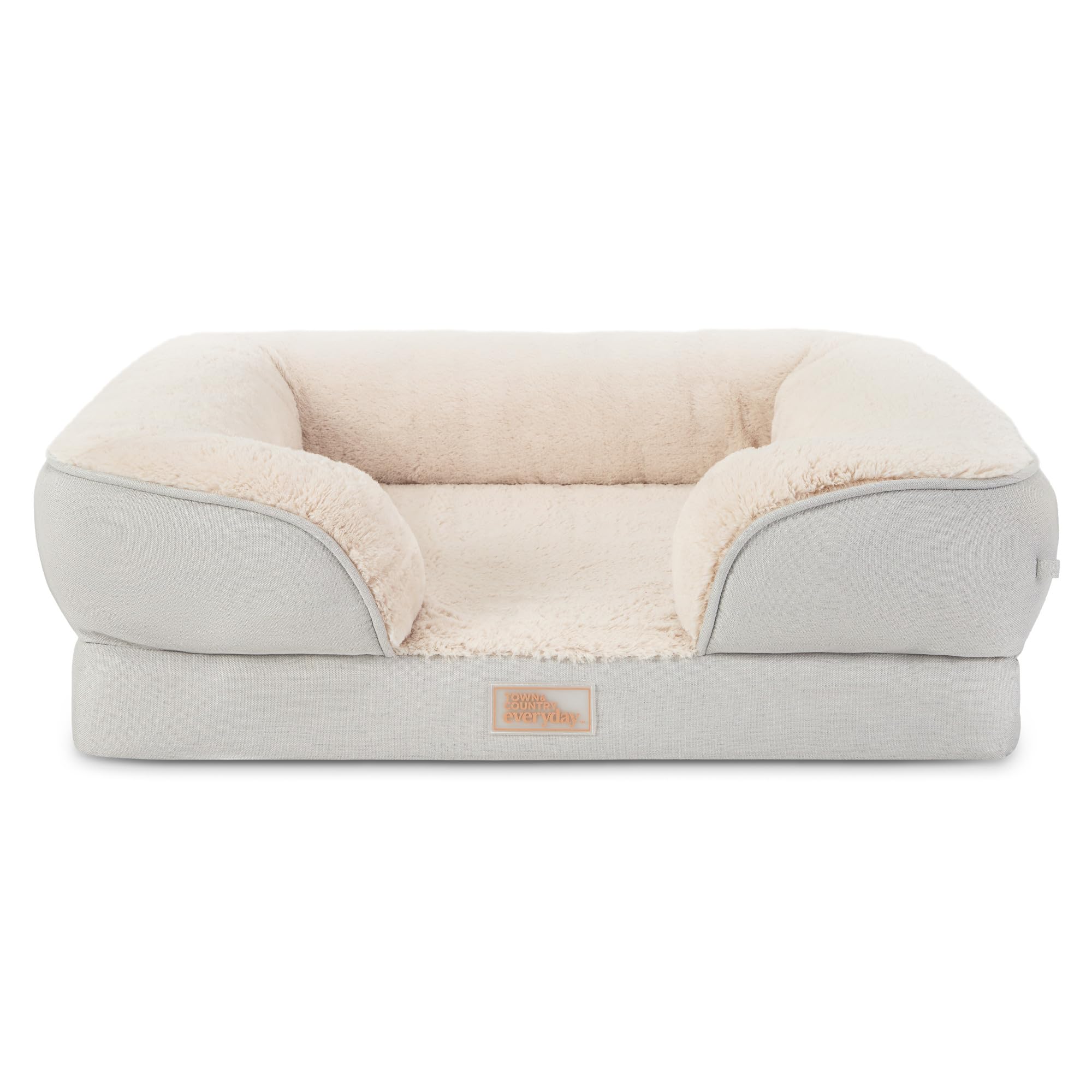 Town & Country Everyday CuddleTown Comfy Solid Bolster Sofa Pet Bed, Supportive & Calming Egg Crate Foam, Non-Slip Bottom, Machine Washable Cover,