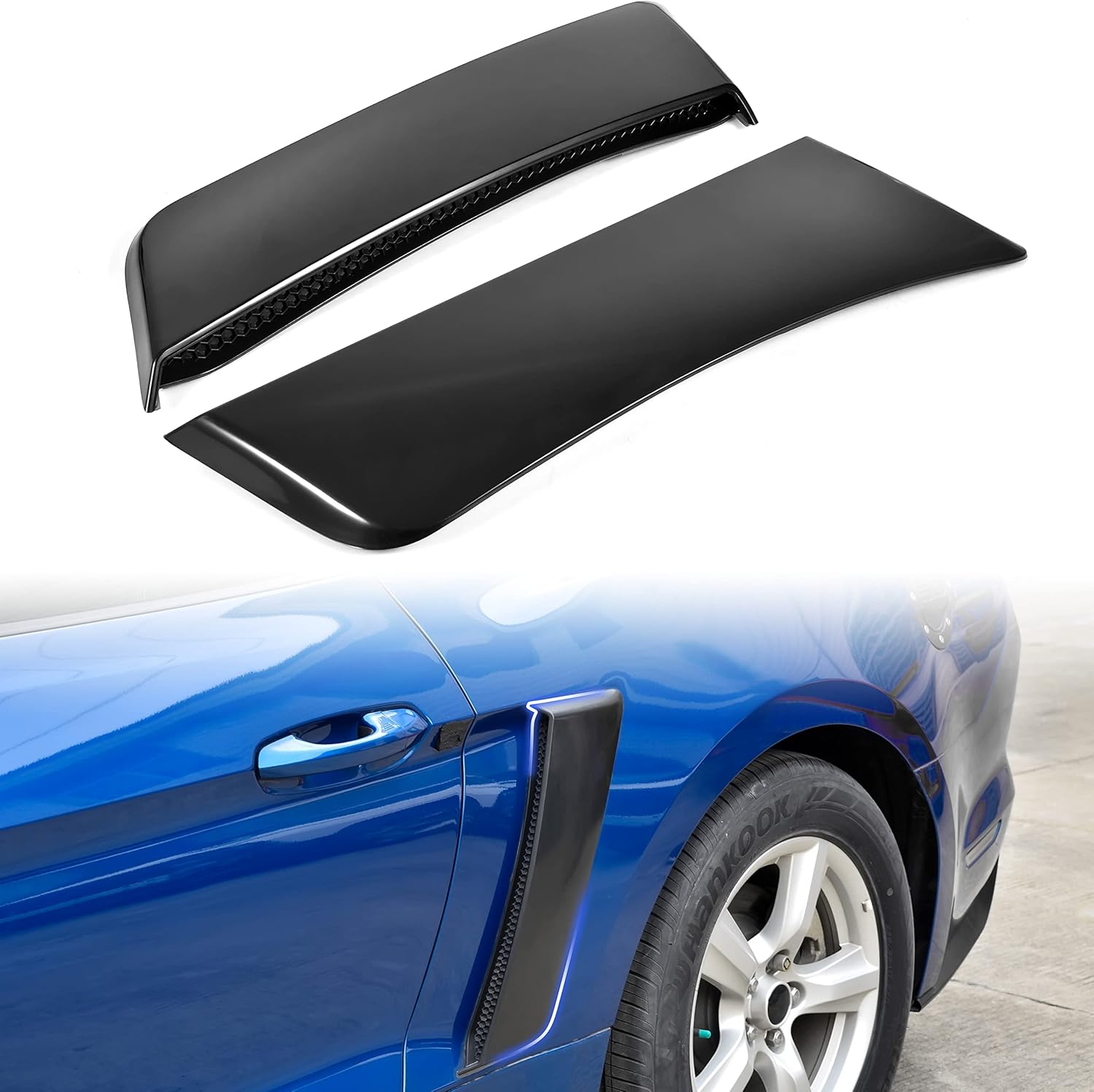 KEWISAUTO Rear Quarter Panel Side Scoop for Ford Mustang 2015-2023, Black Rear Side Fender Door Scoops Compatible with Ford Mustang 2015-2023 (2PCS)