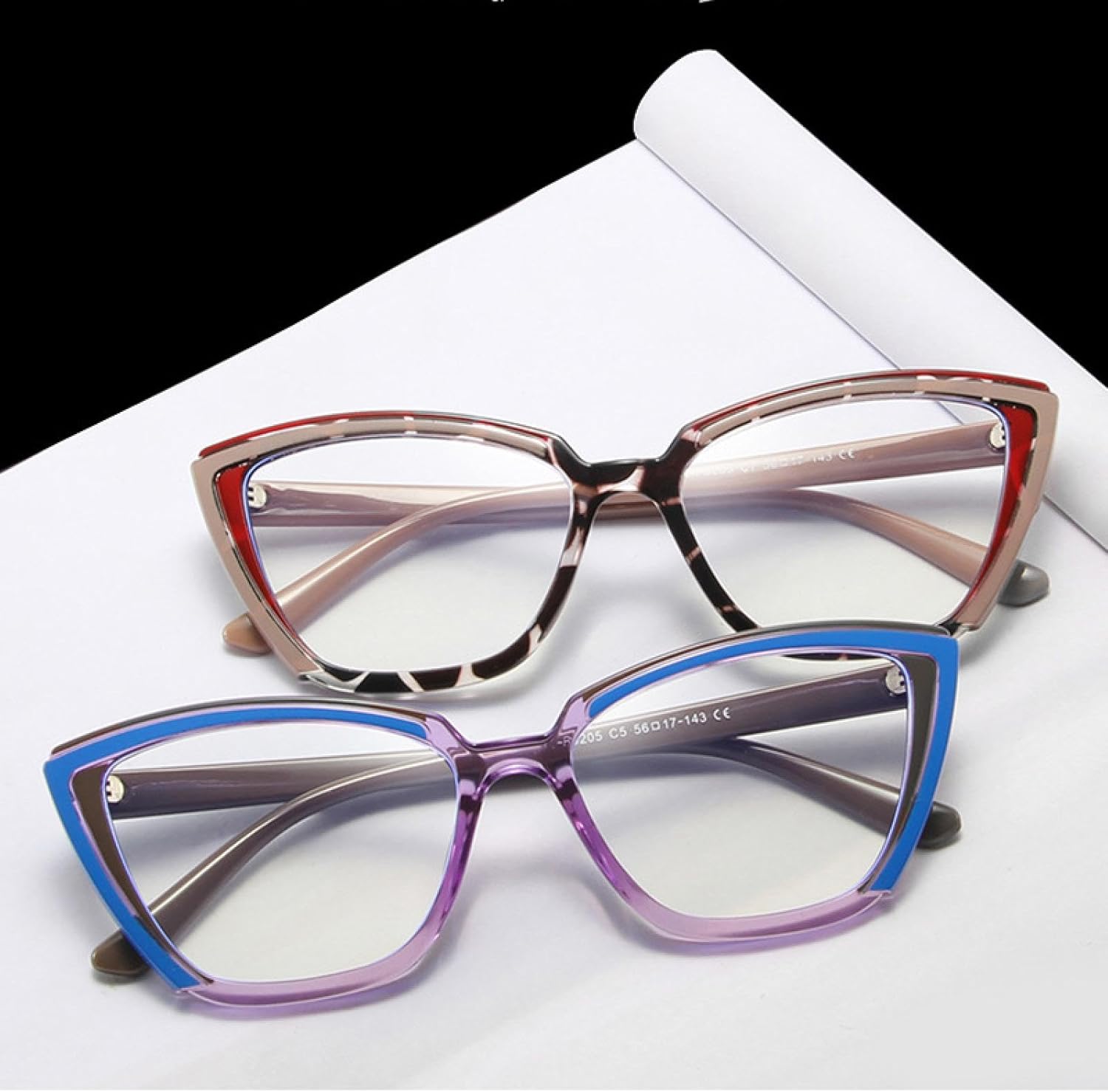 Retro Cat Eye Contrast Color Women Glasses Frame Fashion Clear Eyewear Men Colorful Frame