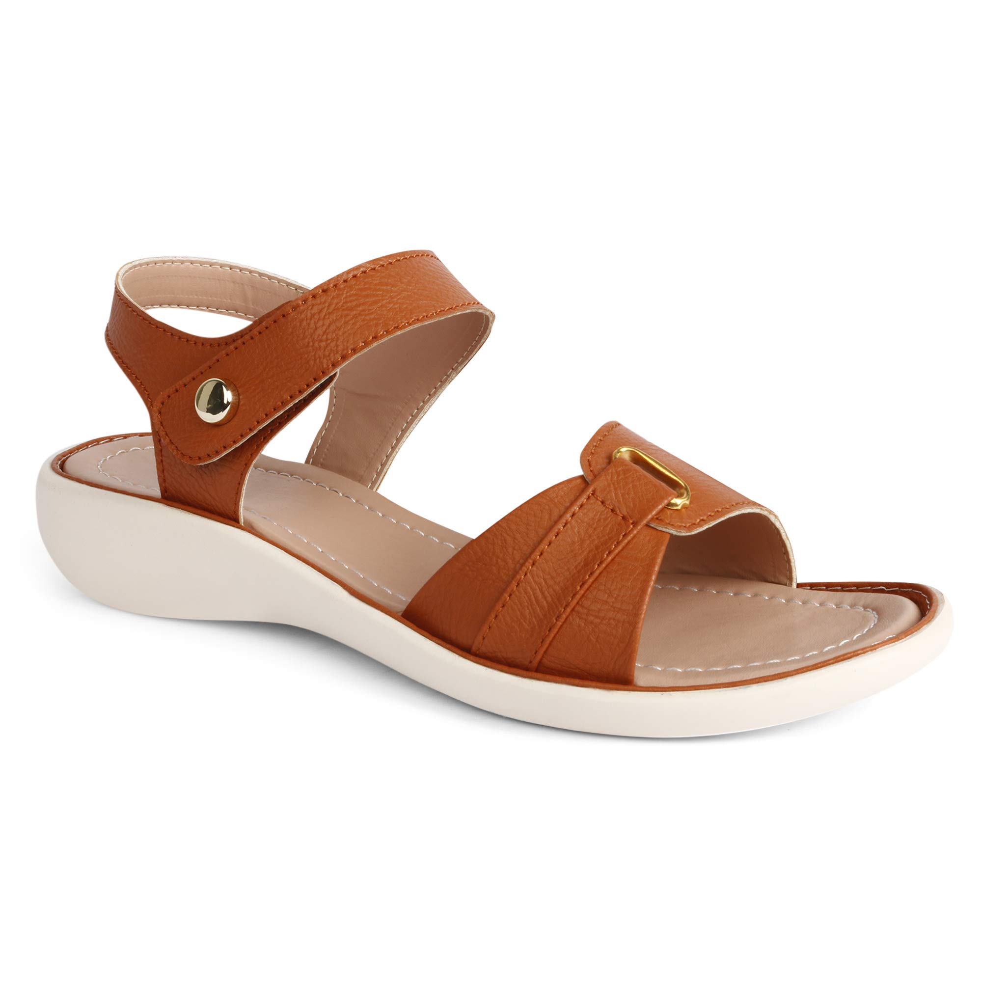 Bella Toes Womens/Ladies/Females/Girl Synthetic Leather Casual Daily/Office, College wear Stylish Fancy Flat sandals - Tan (B08J4CC48Y) Amazon Price History, Amazon Price Tracker